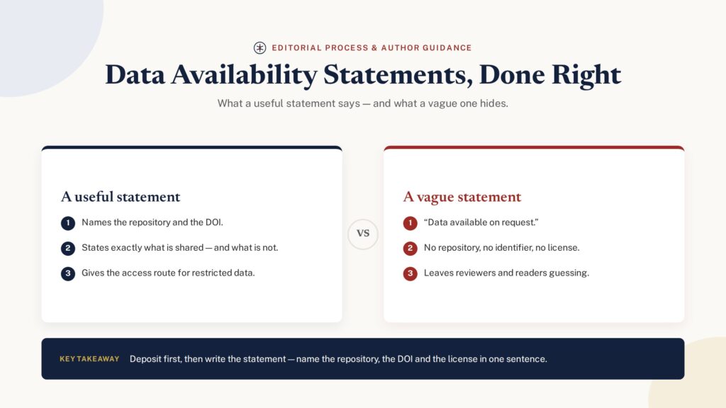 Data availability statements done right — a useful statement vs a vague one