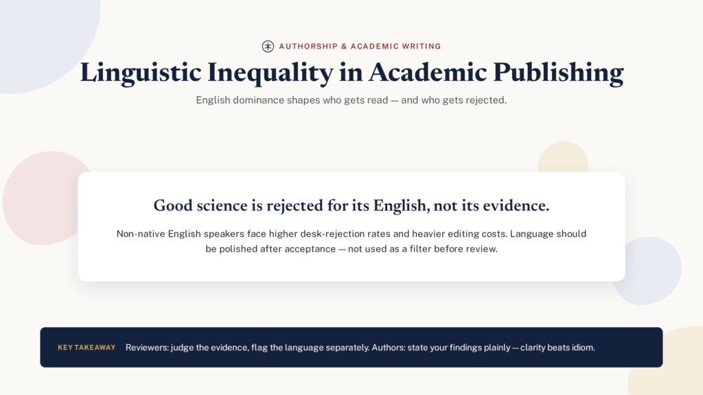 Linguistic inequality in academic publishing — English dominance and its impact