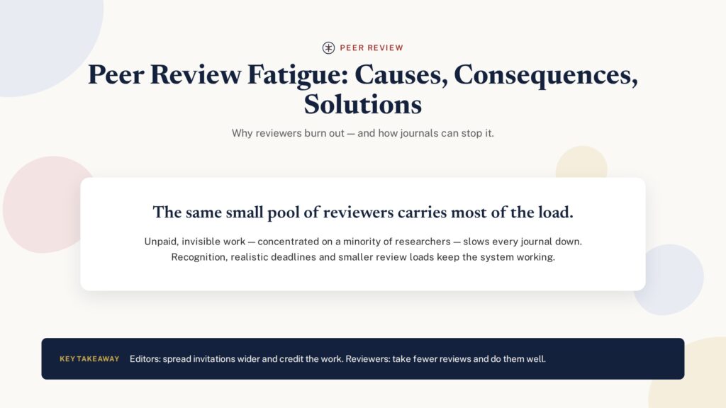 Peer review fatigue — causes, consequences and solutions
