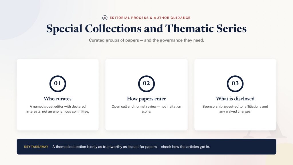 Badge illustration of governance and ethics rules for special collections and thematic series